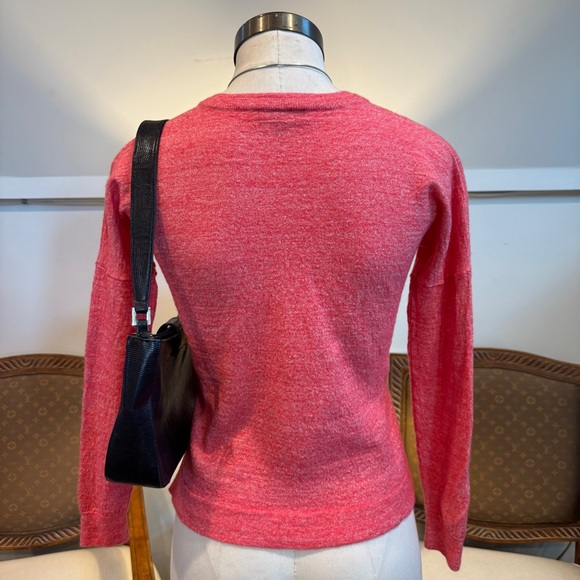 J. Crew Women’s Red V-Neck Sweater, Linen-Wool Blend - Picture 2 of 9